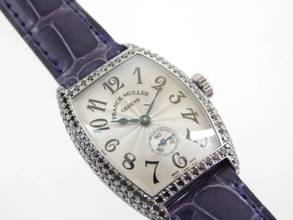 Thumbnail von Franck Muller 18 Karat Weißgold Curvex Lady Diamonds im Full Set Handaufzug Wie Neu 25 x 35 mm </h1>