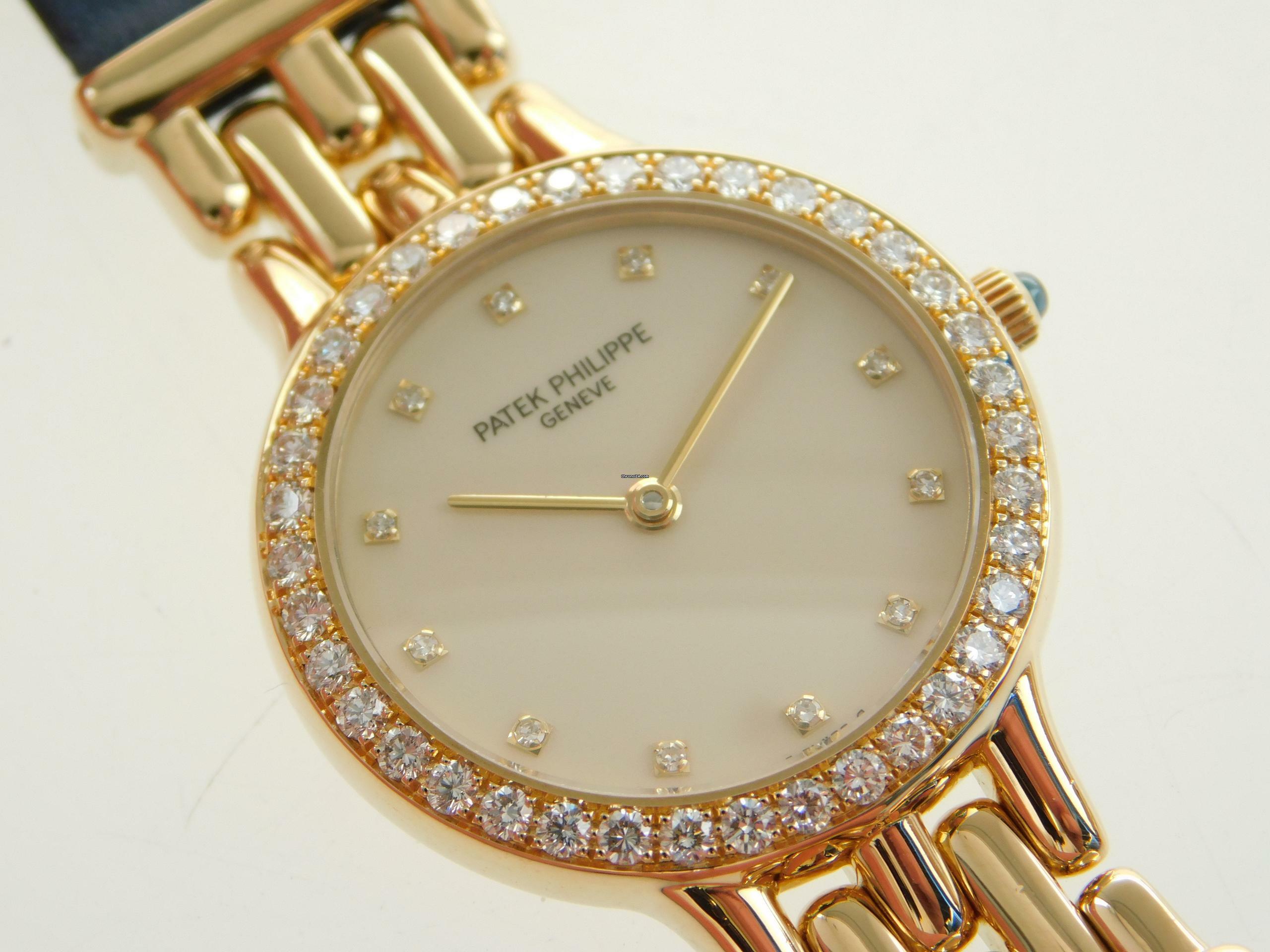  Patek Philippe 18 Karat Gelbgold 4814 Patek Calatrava Lady mit original Brillantbesatz wie Neu </h1> 