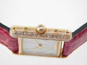 Thumbnail von Cartier Tank Louis Cartier 18 Karat Sunset Spezial mit original Brillantbesatz im Full Set wie NEU