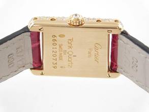 Thumbnail von Cartier Tank Louis Cartier 18 Karat Sunset Spezial mit original Brillantbesatz im Full Set wie NEU