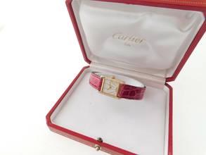 Thumbnail von Cartier Tank Louis Cartier 18 Karat Sunset Spezial mit original Brillantbesatz im Full Set wie NEU