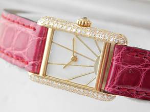 Thumbnail von Cartier Tank Louis Cartier 18 Karat Sunset Spezial mit original Brillantbesatz im Full Set wie NEU