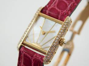 Thumbnail von Cartier Tank Louis Cartier 18 Karat Sunset Spezial mit original Brillantbesatz im Full Set wie NEU
