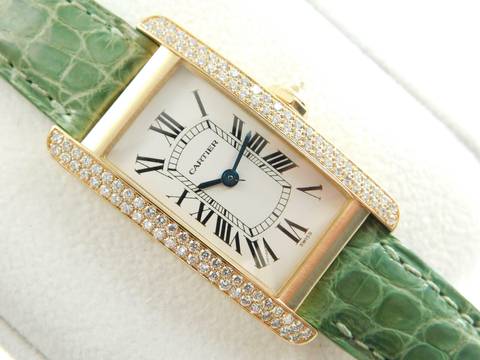  Cartier Tank Américaine 18 Kt Gelbgold Tank Américaine mit original Brillantbesatz & Faltschließe Tresoruhr Full S </h1> 