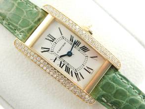 Thumbnail von Cartier Tank Américaine 18 Kt Gelbgold Tank Américaine mit original Brillantbesatz & Faltschließe Tresoruhr Full S </h1>