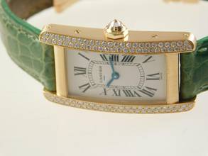 Thumbnail von Cartier Tank Américaine 18 Kt Gelbgold Tank Américaine mit original Brillantbesatz & Faltschließe Tresoruhr Full S </h1>