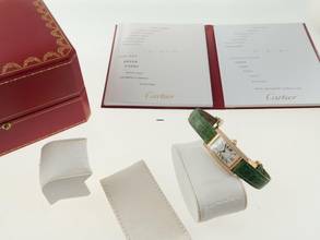 Thumbnail von Cartier Tank Américaine 18 Kt Gelbgold Tank Américaine mit original Brillantbesatz & Faltschließe Tresoruhr Full S </h1>