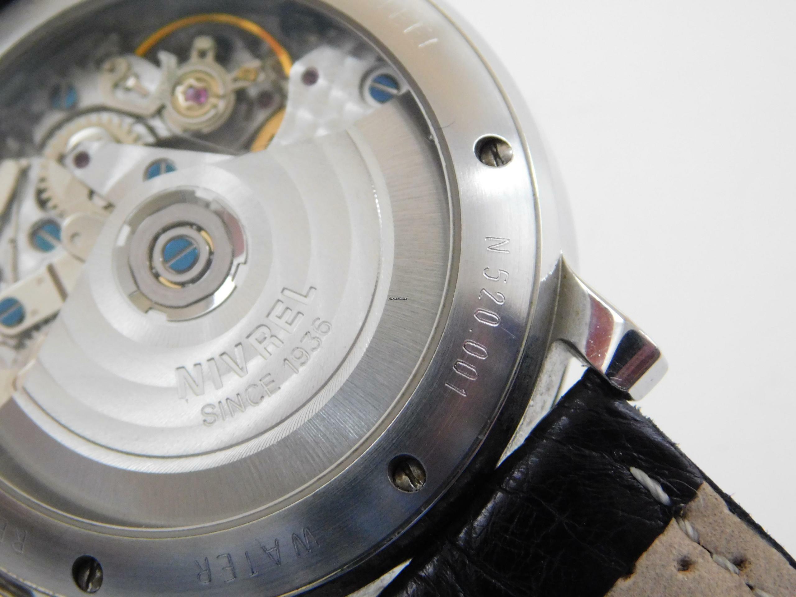 Thumbnail von Nivrel Vollkalender Automatik Mondphase im Full Set Top Zustand Krokoband </h1>