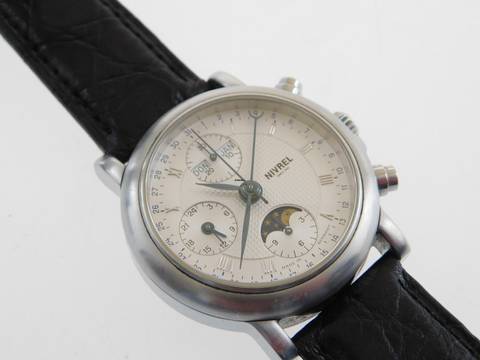  Nivrel Vollkalender Automatik Mondphase im Full Set Top Zustand Krokoband </h1> 