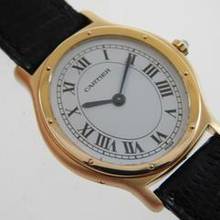 Thumbnail von Cartier 18 Karat Gelbgold Acarde mit original Paris Blatt Medium Handaufzug 27 x 34 mm </h1>