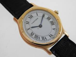 Thumbnail von Cartier 18 Karat Gelbgold Acarde mit original Paris Blatt Medium Handaufzug 27 x 34 mm </h1>