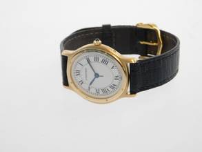Thumbnail von Cartier 18 Karat Gelbgold Acarde mit original Paris Blatt Medium Handaufzug 27 x 34 mm </h1>