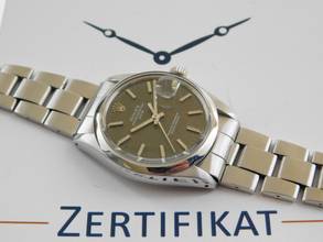 Thumbnail von Rolex Oyster Perpetual Date Stahl 34 mm am Oysterband im Original Zustand mit grey Mosaic Dial Rarität von 1973 </h1>