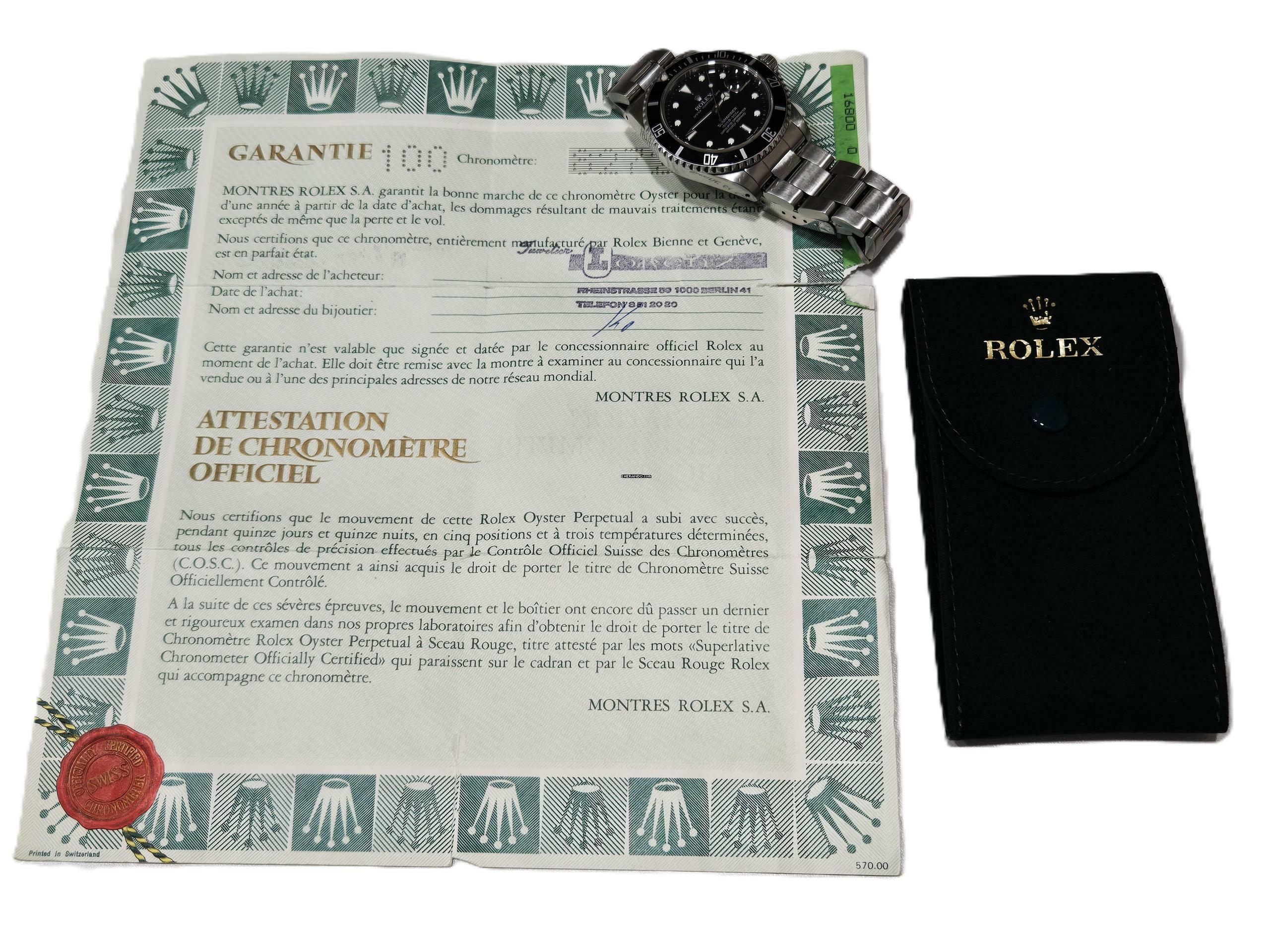 Thumbnail von Rolex Submariner Date LC100 Papiere 16800 </h1>