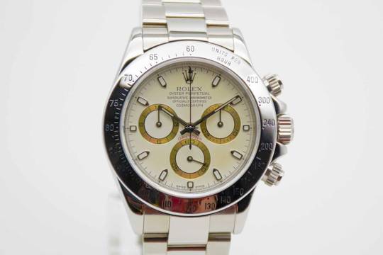  Rolex Daytona Panna Cream Lemon Dial Thin Hands mit neuem Rolex Service und NFC Karte  