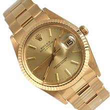 Thumbnail von Rolex Oyster Perpetual Date 15038 silver dial yellow gold 18KT 1985's </h1>