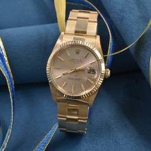 Thumbnail von Rolex Oyster Perpetual Date 15038 silver dial yellow gold 18KT 1985's </h1>