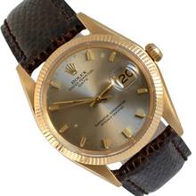 Thumbnail von Rolex Oyster Perpetual Date 1503 dove grey dial yellow gold 18KT 1969's