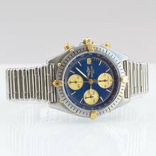 Thumbnail von Breitling Chronomat 81950 chronograph blue navy dial steel Full Set 1991’s </h1>