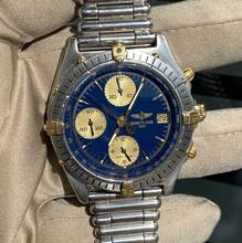 Thumbnail von Breitling Chronomat 81950 chronograph blue navy dial steel Full Set 1991’s </h1>
