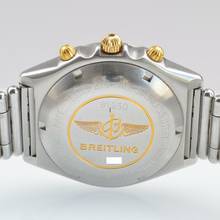 Thumbnail von Breitling Chronomat 81950 chronograph blue navy dial steel Full Set 1991’s </h1>