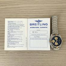 Thumbnail von Breitling Chronomat 81950 chronograph blue navy dial steel Full Set 1991’s </h1>