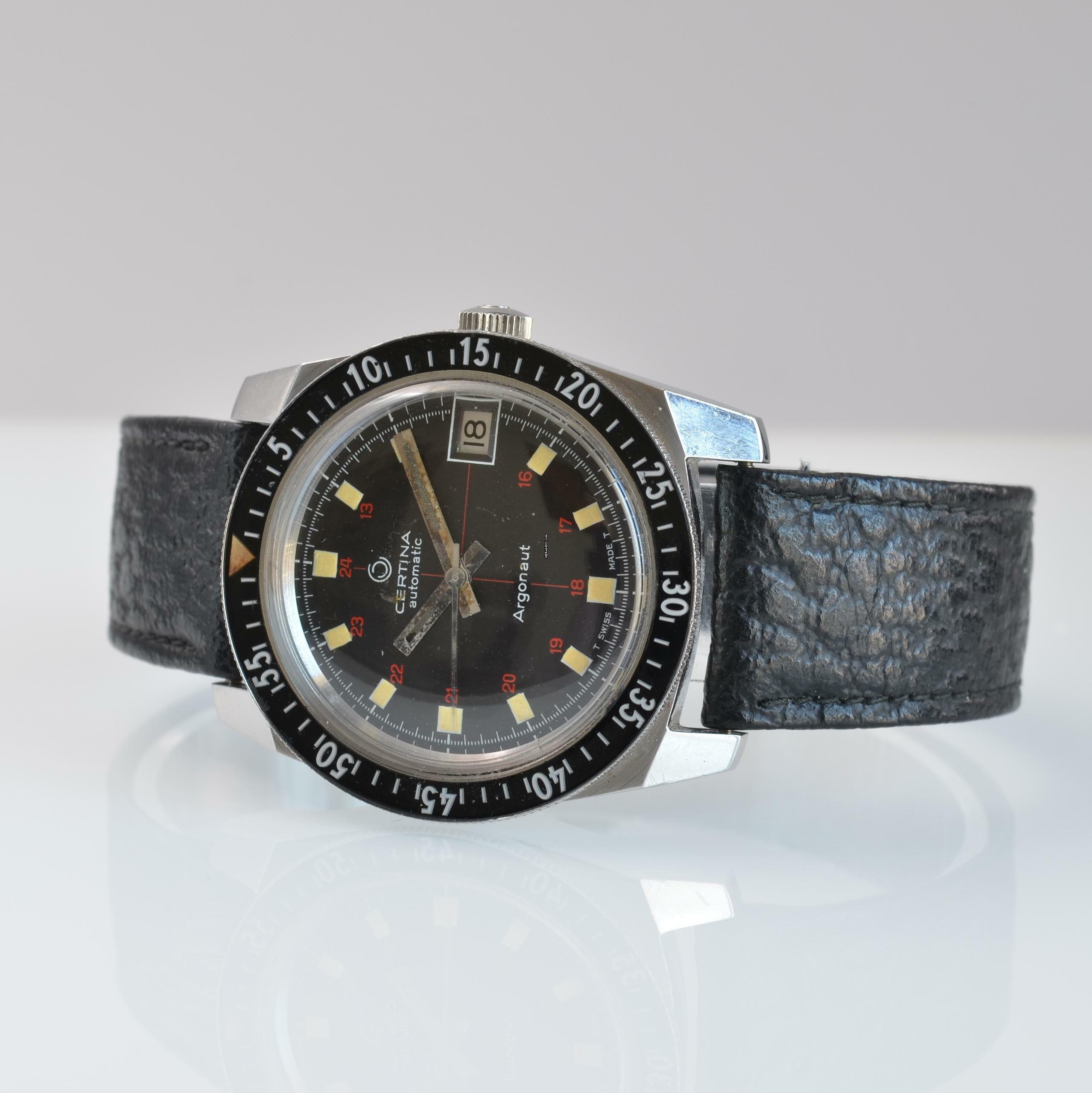 Thumbnail von Certina Argonaut 5801-122 Diver black Crosshair tritium dial 1970’s </h1>