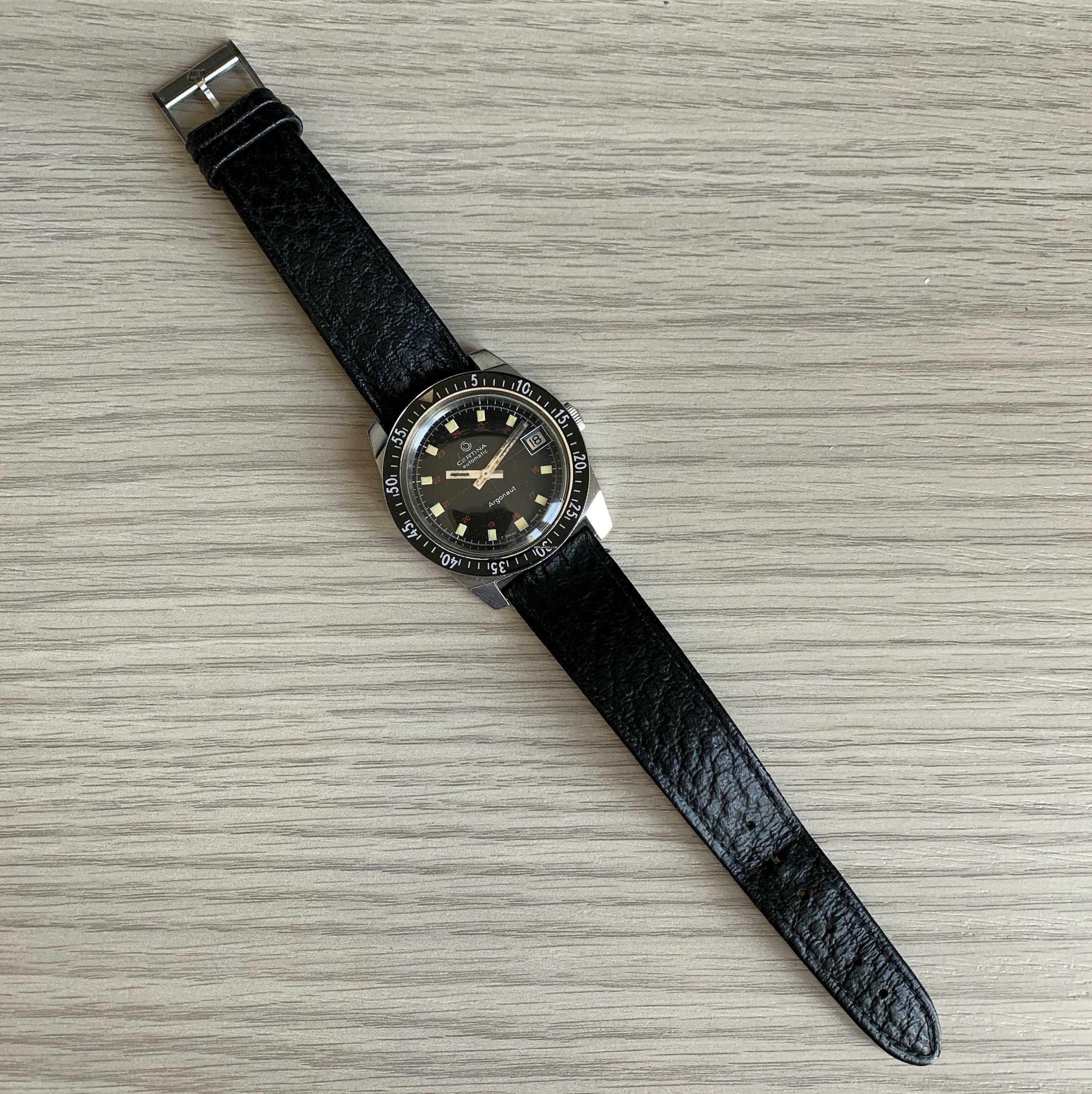 Thumbnail von Certina Argonaut 5801-122 Diver black Crosshair tritium dial 1970’s </h1>