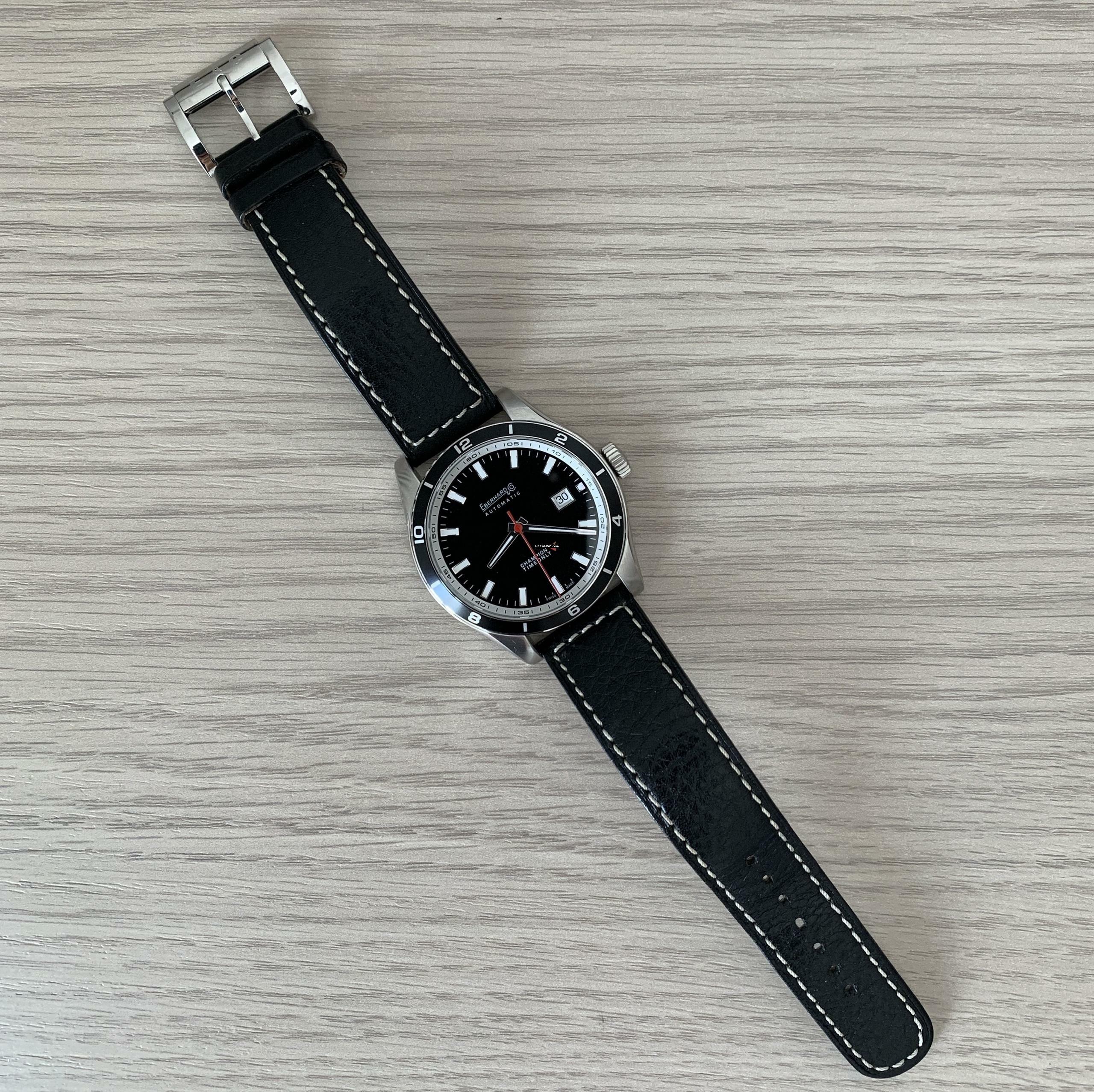 Thumbnail von Eberhard & Co. Champion V Timeonly 41031 CP Black Dial Full Set Like NEW </h1>