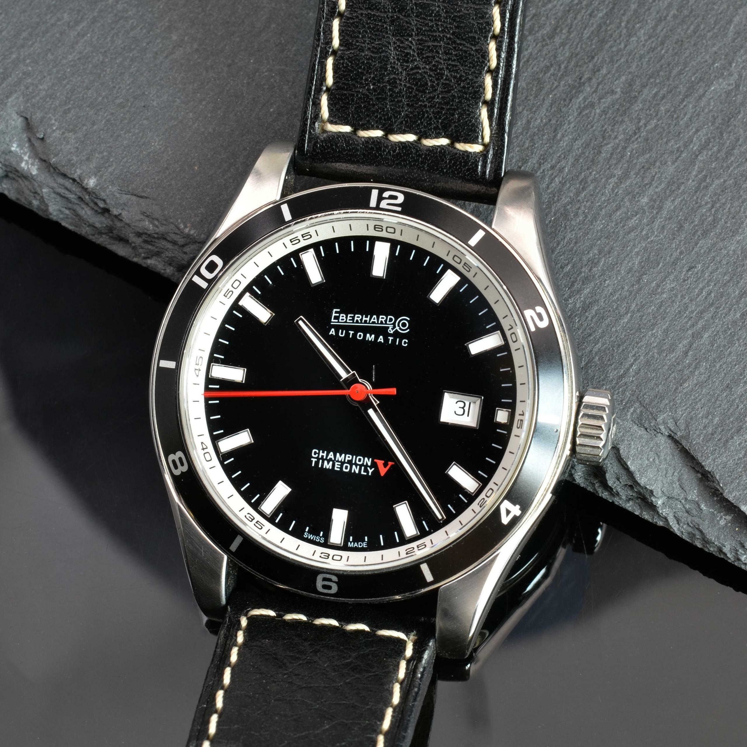 Thumbnail von Eberhard & Co. Champion V Timeonly 41031 CP Black Dial Full Set Like NEW </h1>