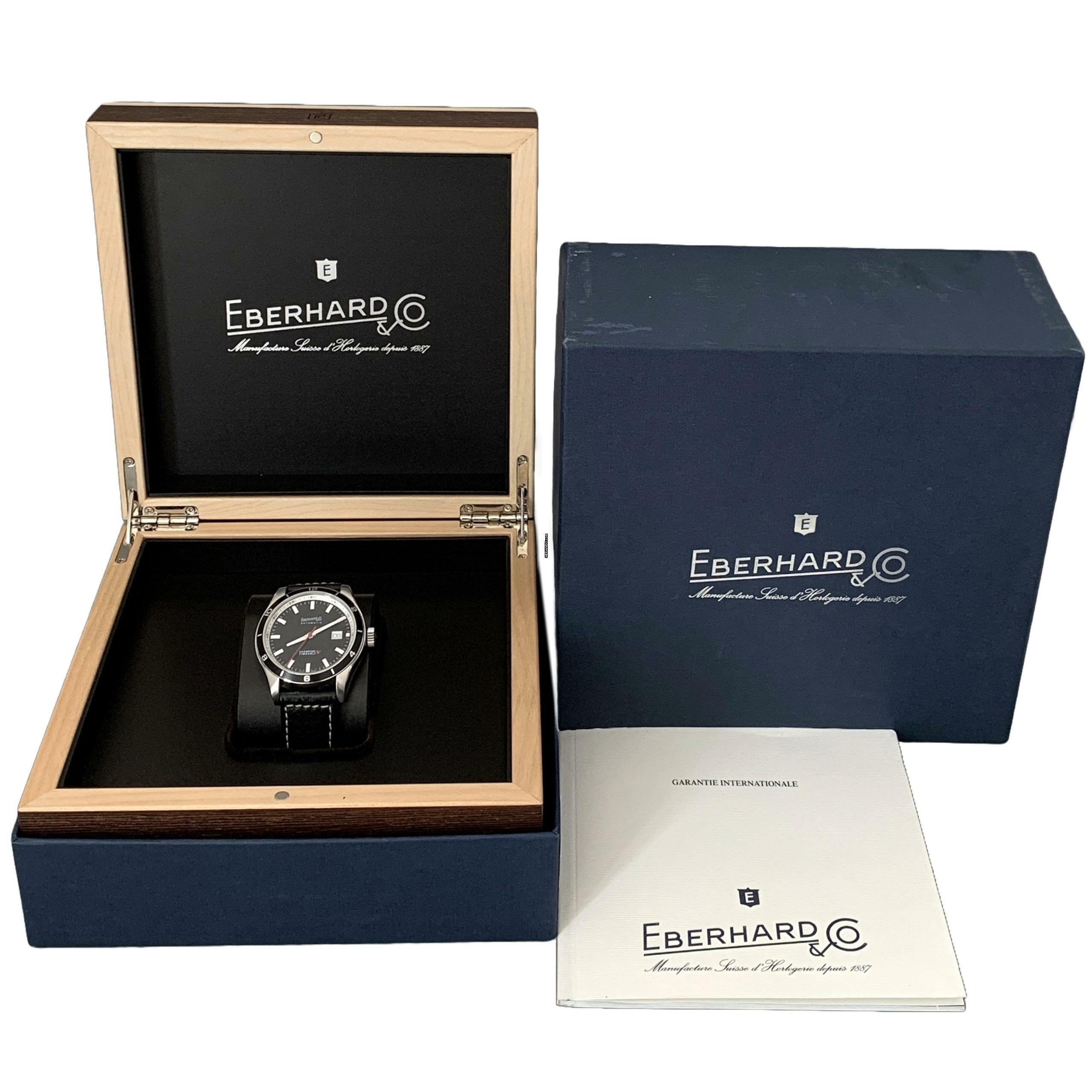 Thumbnail von Eberhard & Co. Champion V Timeonly 41031 CP Black Dial Full Set Like NEW </h1>