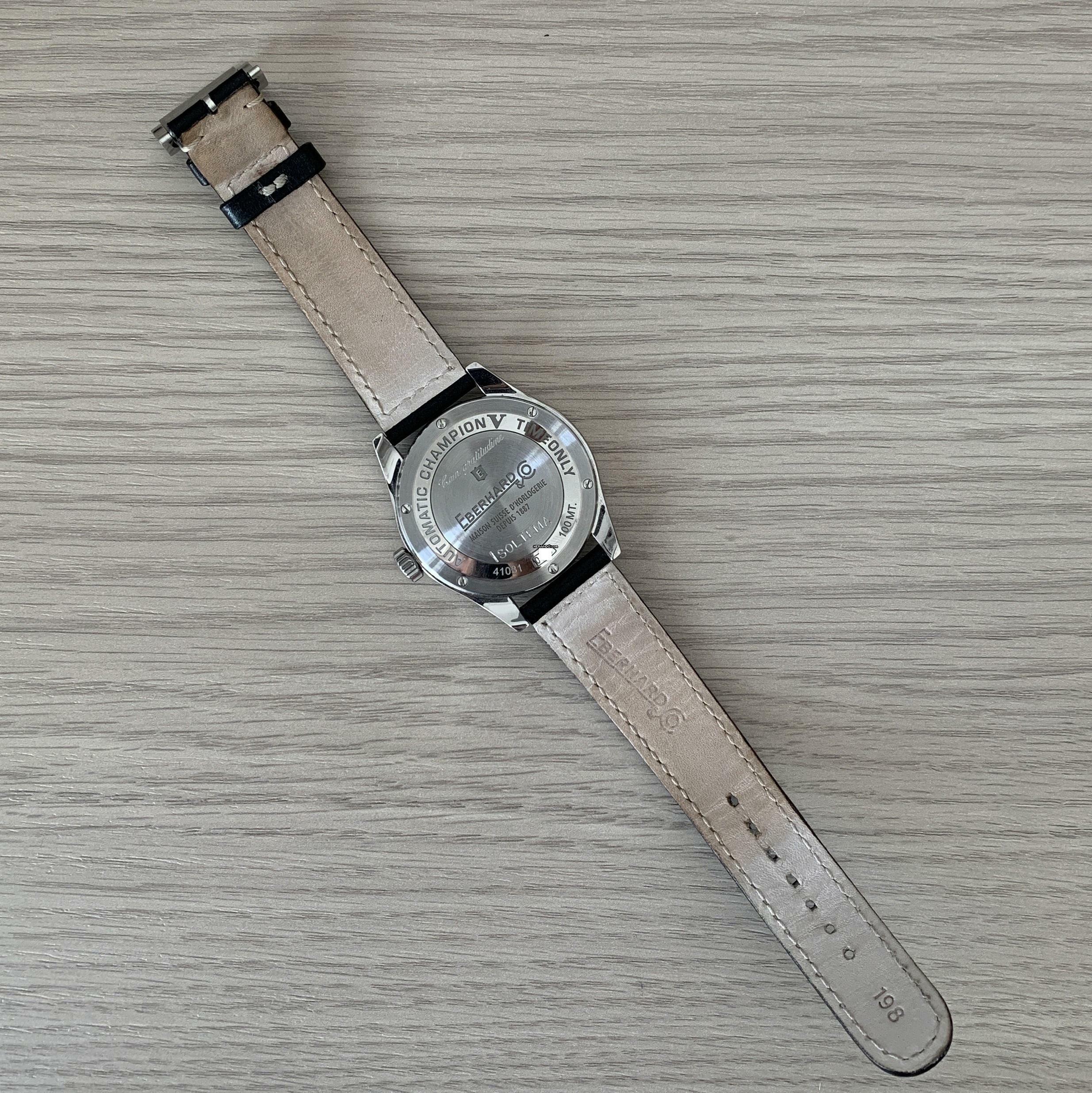 Thumbnail von Eberhard & Co. Champion V Timeonly 41031 CP Black Dial Full Set Like NEW </h1>