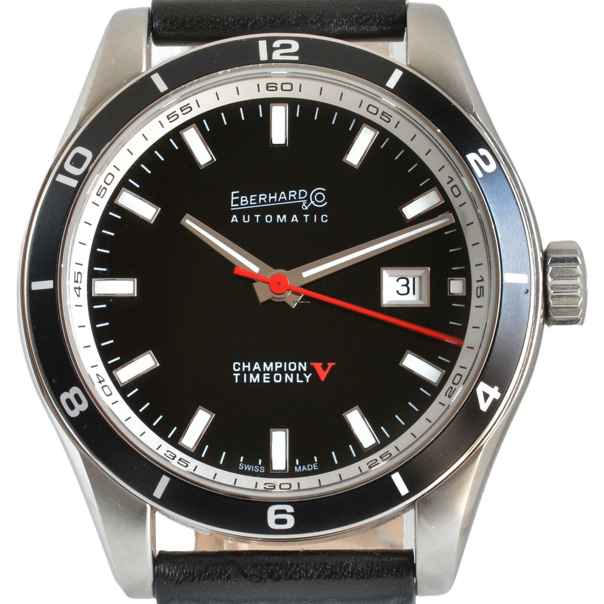 Thumbnail von Eberhard & Co. Champion V Timeonly 41031 CP Black Dial Full Set Like NEW </h1>