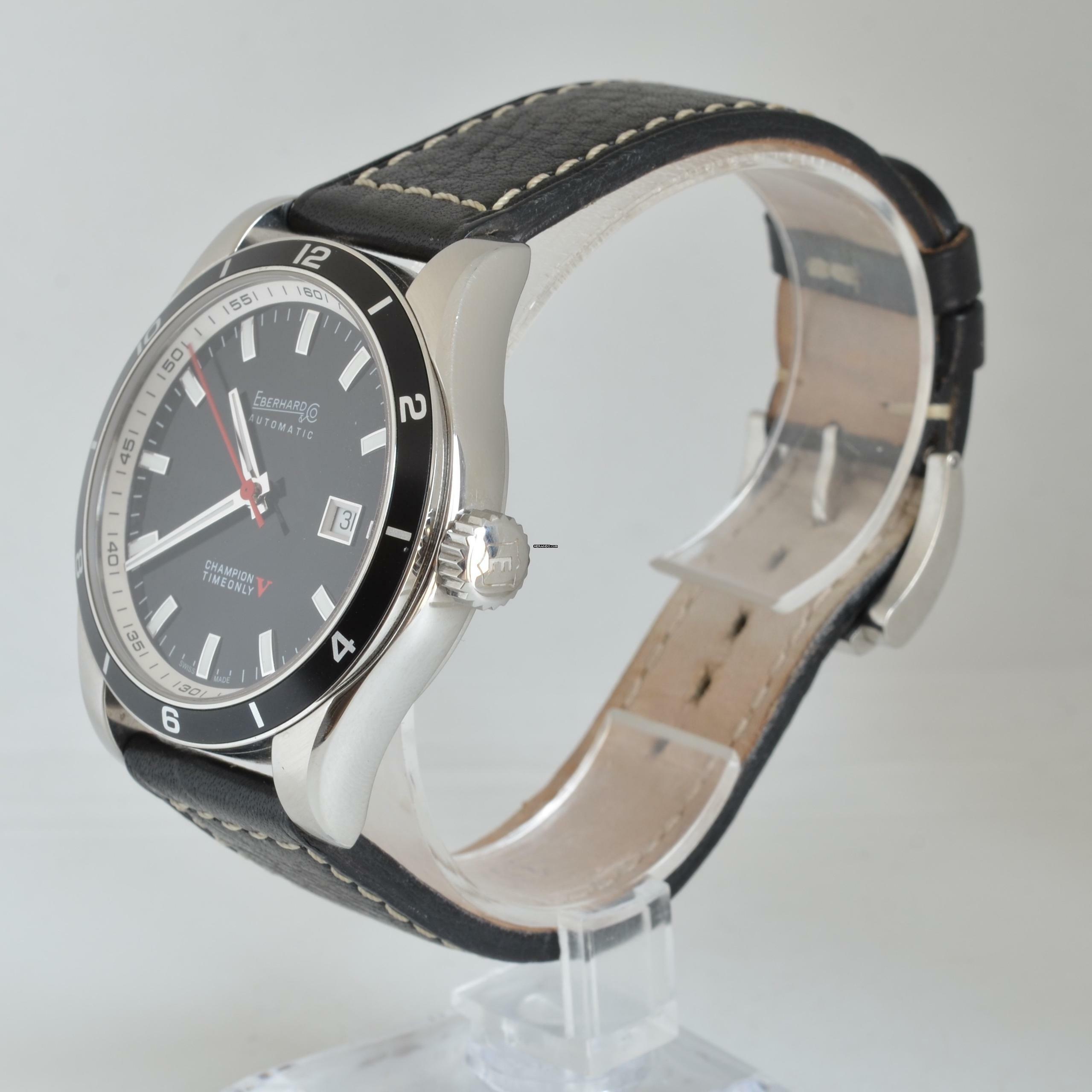 Thumbnail von Eberhard & Co. Champion V Timeonly 41031 CP Black Dial Full Set Like NEW </h1>