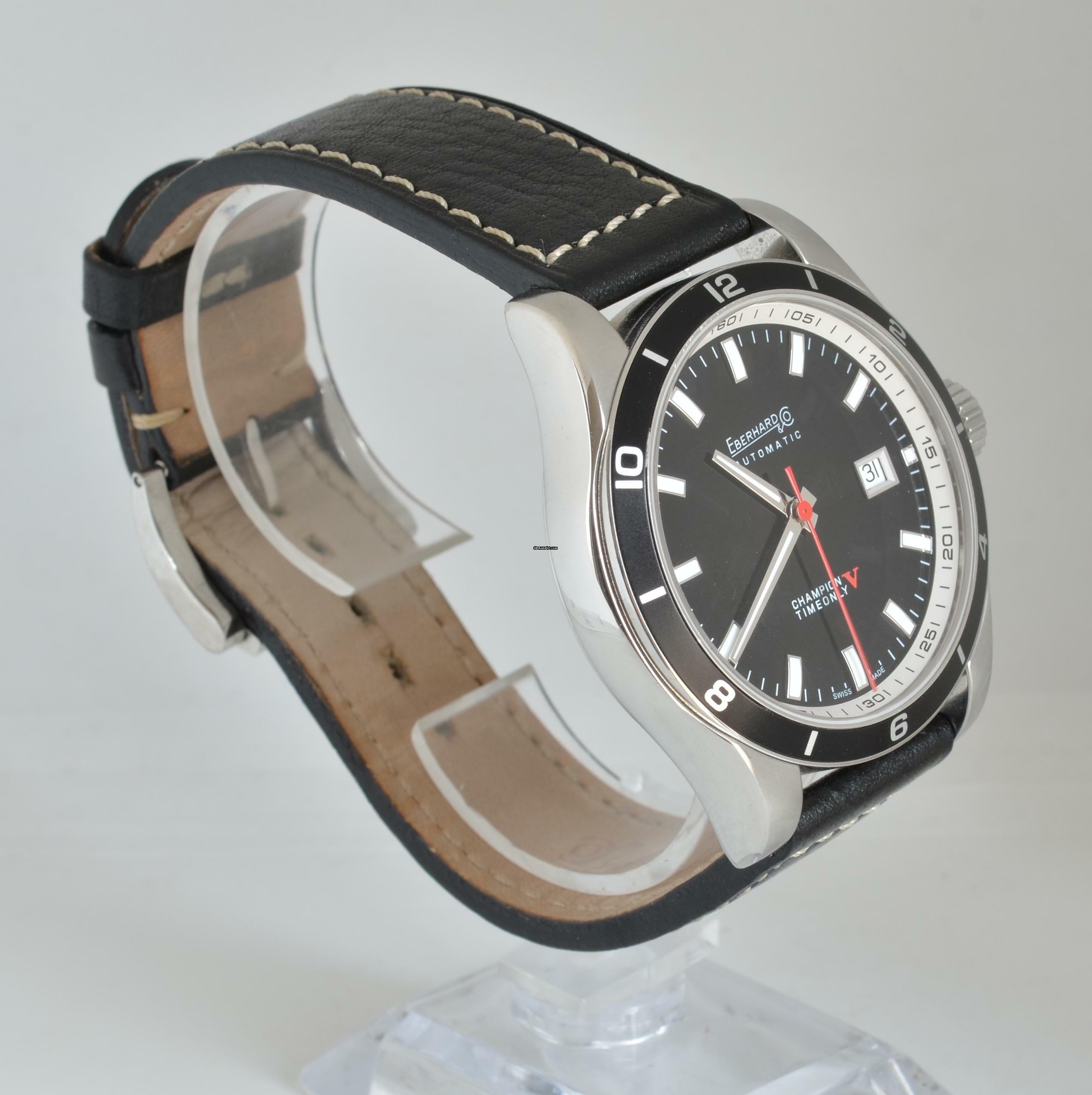 Thumbnail von Eberhard & Co. Champion V Timeonly 41031 CP Black Dial Full Set Like NEW </h1>