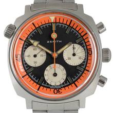 Thumbnail von Zenith Diver chronograph A3736 Super Sub Sea orange dial 1970's </h1>