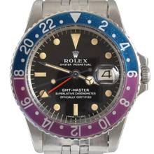 Thumbnail von Rolex GMT-Master 1675 Long E Fuchsia bezel Full Set 1968’s </h1>