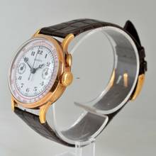 Thumbnail von Zenith Chronograph mono pusher porcelain dial yellow gold 18KT 1930’s </h1>