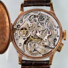 Thumbnail von Zenith Chronograph mono pusher porcelain dial yellow gold 18KT 1930’s </h1>