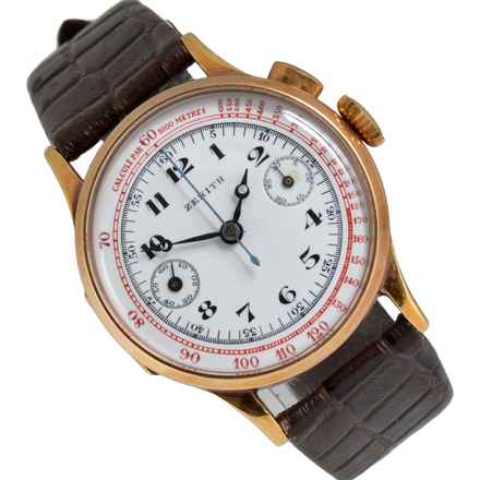  Zenith Chronograph mono pusher porcelain dial yellow gold 18KT 1930’s </h1> 