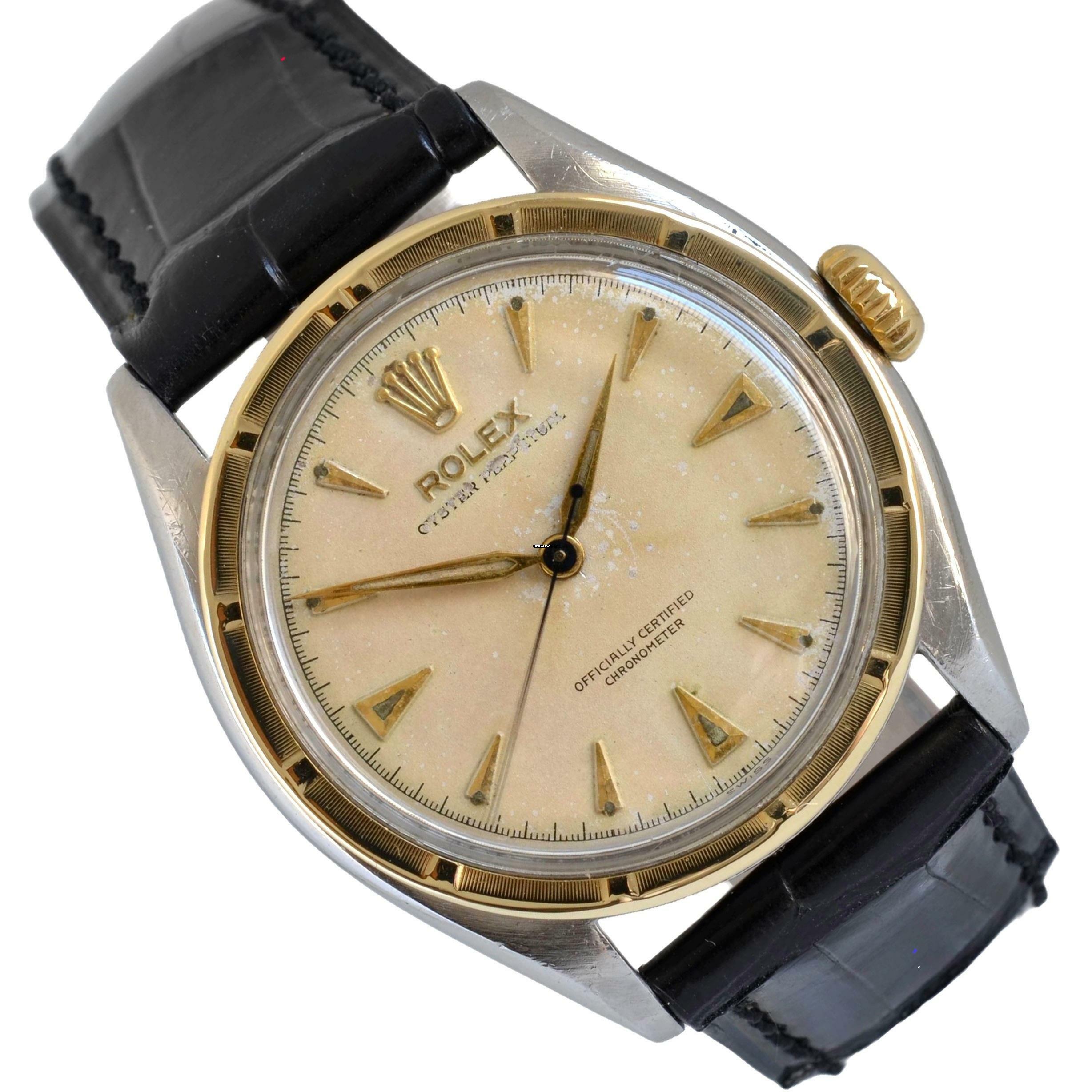 Rolex Oyster Perpetual 35MM Semi Bubbleback OCC Radium Ivory dial automatic 1952's </h1>