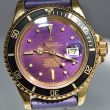 Thumbnail von Rolex Submariner Date 1680/8 Tropical purple dial yellow gold 18KT Full Set 1973's </h1>