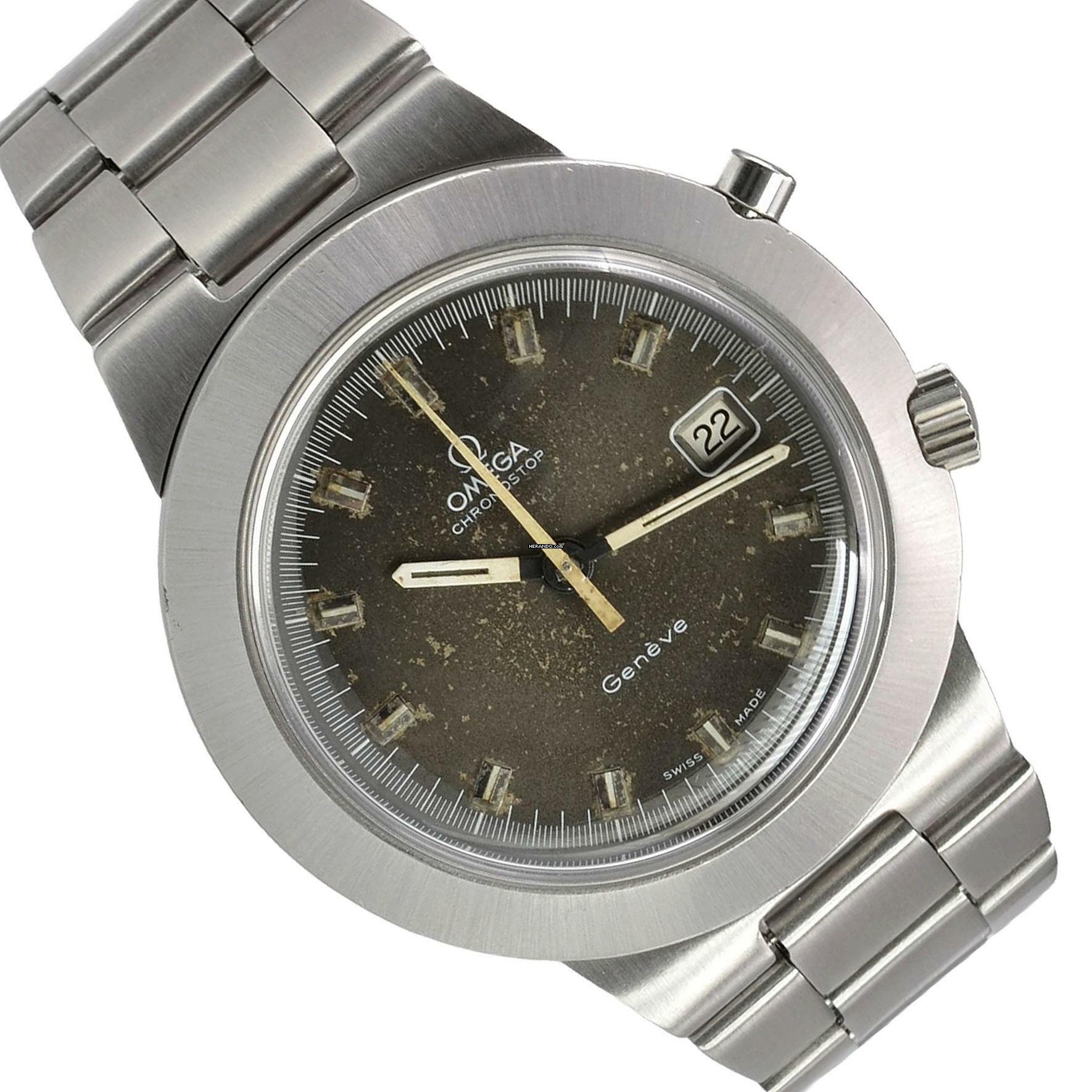 Omega Genève Chronostop Date Jumbo 146.012 dove grey dial 1970’s </h1>