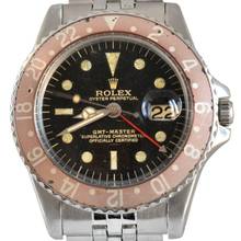 Thumbnail von Rolex GMT-Master 1675 Cornino Underline gilt dial pink bezel 1964’s </h1>