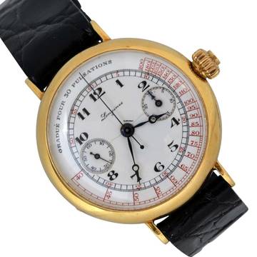  Longines Chronograph Grands Prix Monopusher Porcelain dial gold 18KT 1930's </h1> 