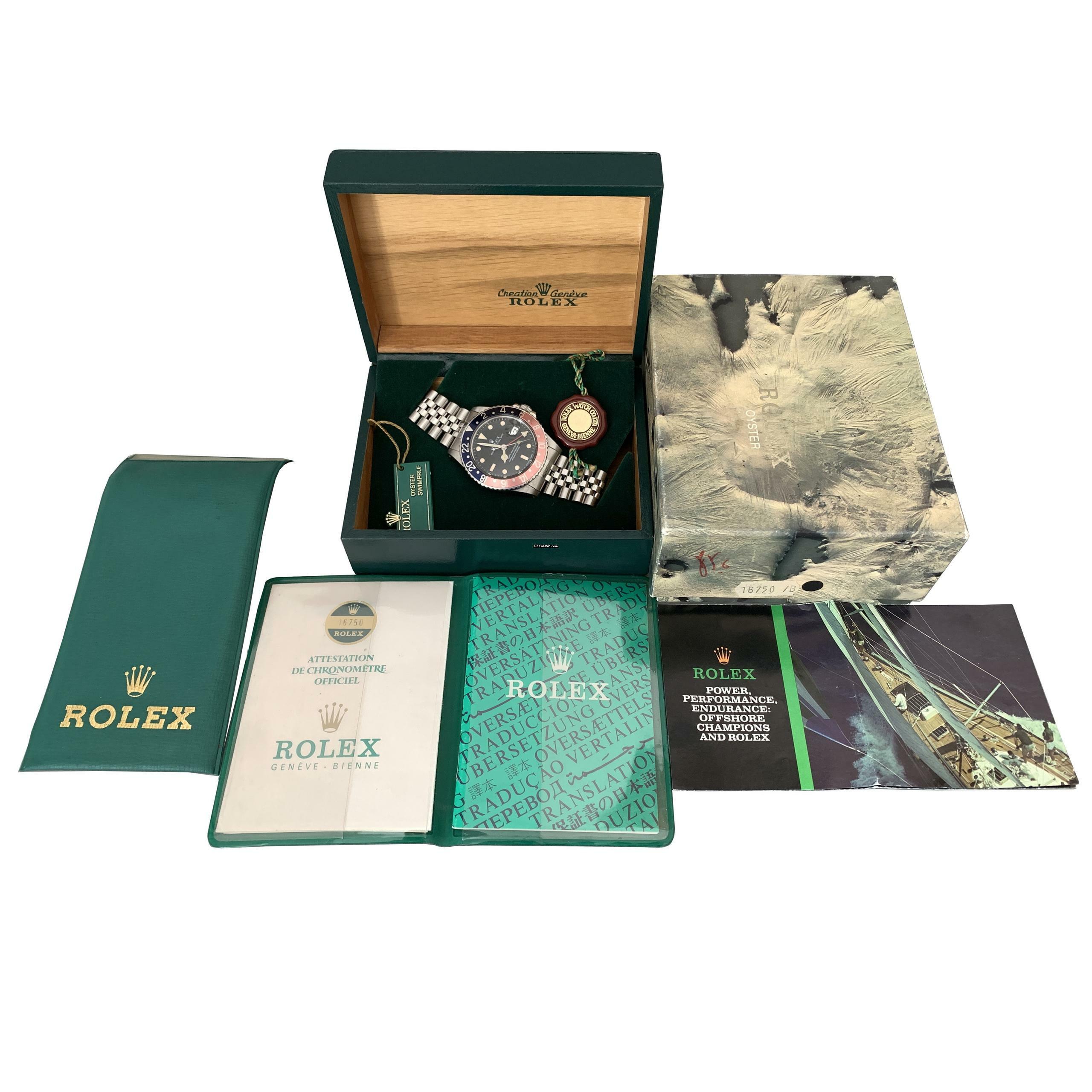 Thumbnail von Rolex GMT-Master 16750 Spider dial Full set 1985's </h1>