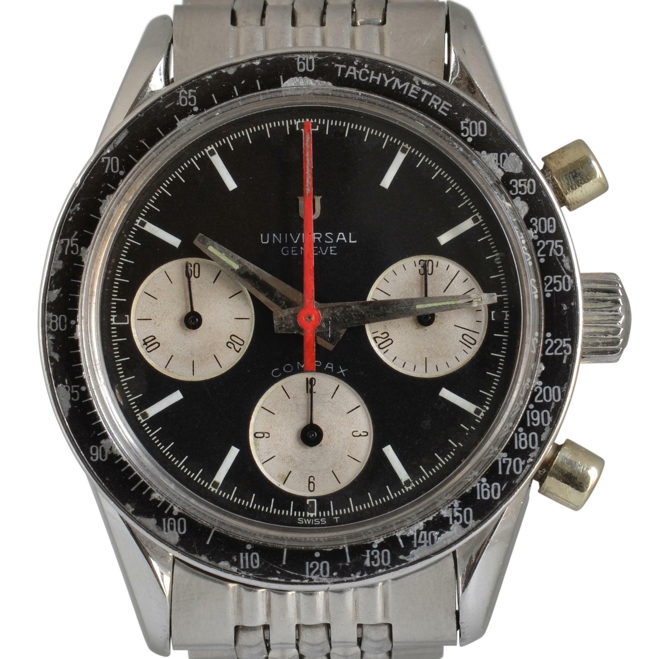 Thumbnail von Universal Genève Compax 885103/02 chronograph Nina Rindt Panda black dial 1965’s