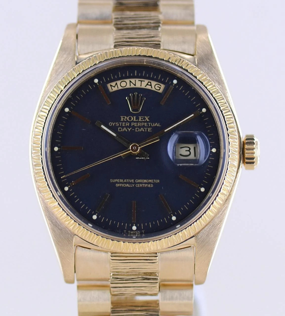  Rolex Day-Date 36 18K Gelbgold black Dial Präsidentband Klassiker Borke 1972 </h1> 