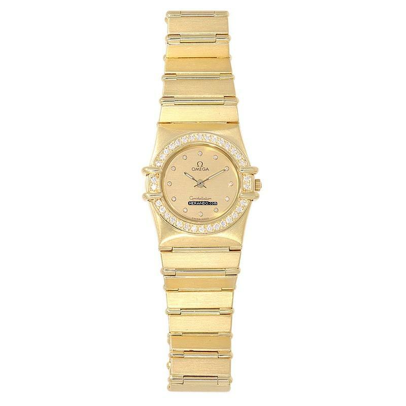 Omega Constellation Ladies Damenarmbanduhr Constellation Quarz mit Brillanten und Diamanten aus 750 Gelbgold </h1>