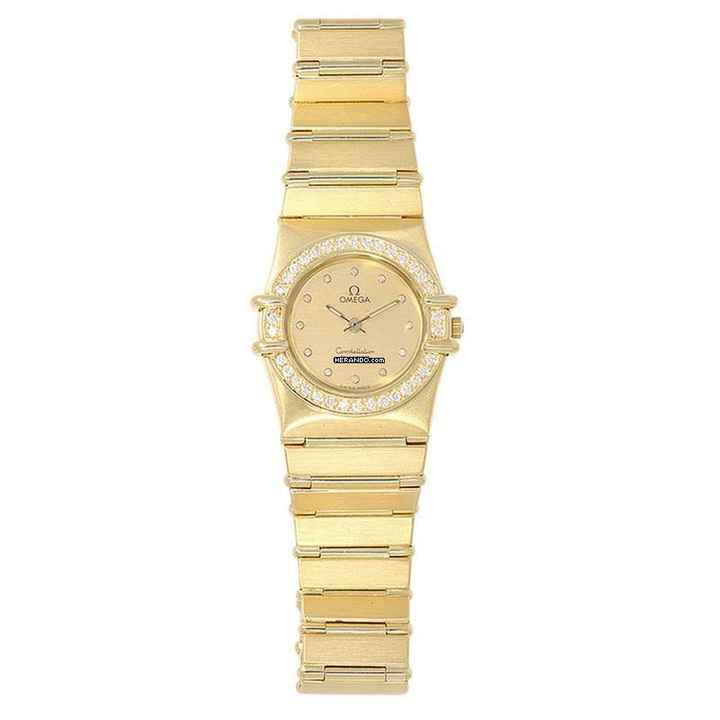  Omega Constellation Ladies Damenarmbanduhr Constellation Quarz mit Brillanten und Diamanten aus 750 Gelbgold </h1> 